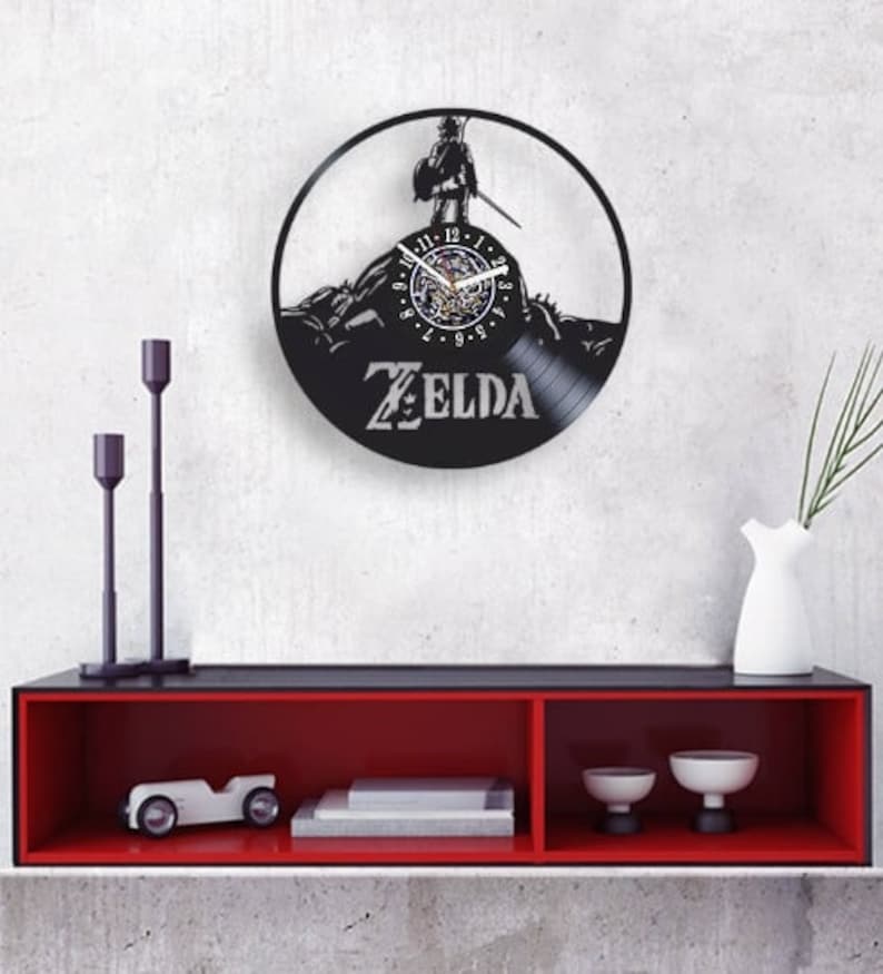 Zelda Wall Clock Made From Vinyl Record, Unique Home Decor for Gamer