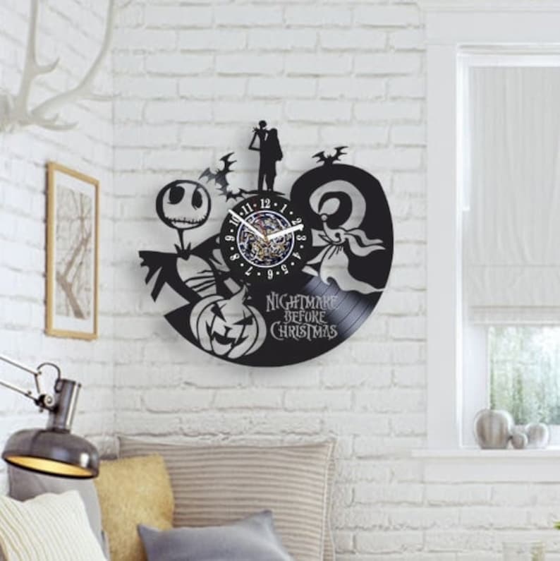 Nightmare Before Christmas Wall Clock Made From Vinyl Record Etsy