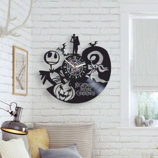 Nightmare Before Christmas Wall Clock Made From Vinyl Record - Etsy