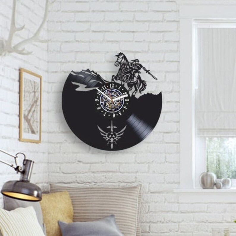 Zelda Triforce Wall Clock Made From Vinyl Record, Original Games Art