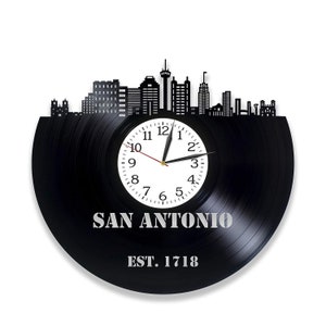 San Antonio Texas disque vinyle horloge murale originale ville horizon Art voyage décor à la maison cadeaux d'anniversaire pour les Couples