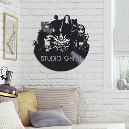 Studio Ghibli Wall Clock Made From Vinyl Record Unique Etsy