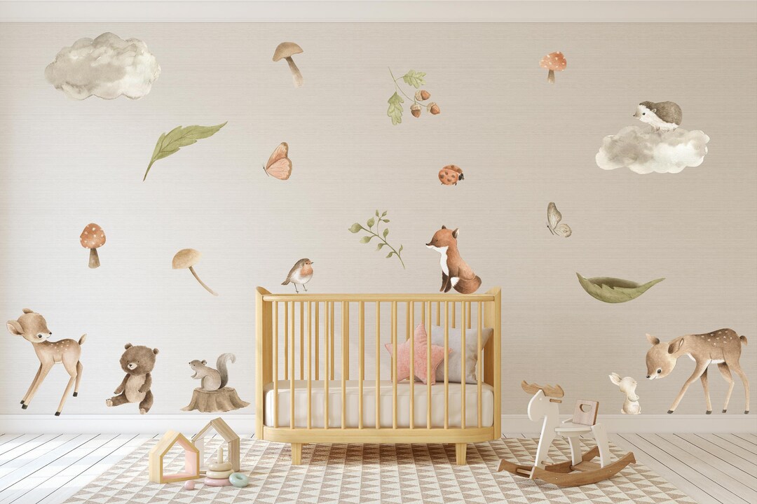 Wonderful Woodland Nursery Wall Stickers Nursery Decals Etsy UK