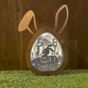 Coniglietto di Pasqua in auto carota Lanterna di carta - Lanterna di carta fai da te Scatola ombra SVG Download digitale - Decorazioni pasquali, Regali, Centrotavola - 3D a strati