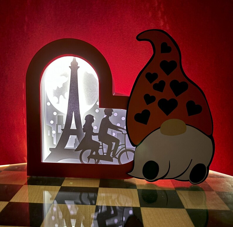 Romantic Tandem Ride Heartshaped Paper Lantern Shadow Box SVG Digital