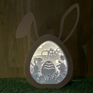 Hasen malen Eier Frühlingspapierlaterne - DIY Papierlaterne Schattenbox SVG Digitaler Download - Wohndekoration, Geschenke, Herzstück - 3D geschichtet