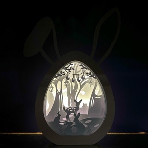 Lanterna di carta di Pasqua - Famiglia della fauna selvatica - Lanterna di carta fai da te Scatola ombra SVG Download digitale - Decorazioni pasquali, Regali, Centrotavola - 3D a strati