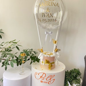 Hochzeitsgeschenk Paar|Hochzeitsgeschenk mit Rosen und Pralinen|Geschenkballon mit Federn/Namen|perfektes Hochzeitsgeschenk| Hochzeit Ballon