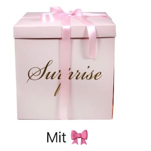 Boîte surprise, boîte surprise auto-remplissante XXL 50*50*50 cm avec nœud, sans personnalisation