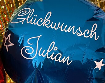 Helium Folien Luftballon, Rund Ballon mit individuellen Beschriftung, Geburtstag, Vatertag, Muttertag, Hochzeit