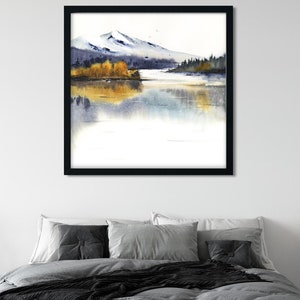 Abstract Mountain Landscape Print: Watercolor Fall Art, Modern Decor