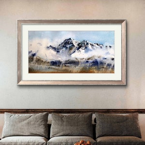Scenic Mountain Panorama Print - Clouds Canvas Art for House Decoration