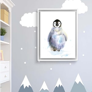 Süßer Baby Pinguin Kunstdruck - zauberhaftes Wanddekor für Kinderzimmer