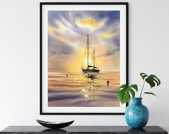 Nautische Vibes: Segelboot als Dekoration für das Strandhaus, Küstenwandkunst, Geschenk zum Segeln