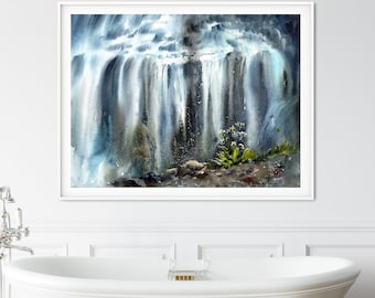 Impression d'art cascade tropicale : décoration murale sur toile, paysage naturel