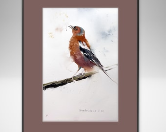 鳥の絵、動物アート、子供部屋アート、オリジナル、鳥、水彩画
