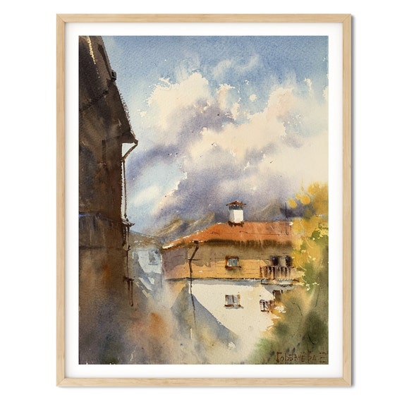 オリジナル水彩画:山小屋風景画(12×16インチ) - Etsy 日本 オリジナル水彩画:山小屋風景画(12×16インチ) - Etsy 日本