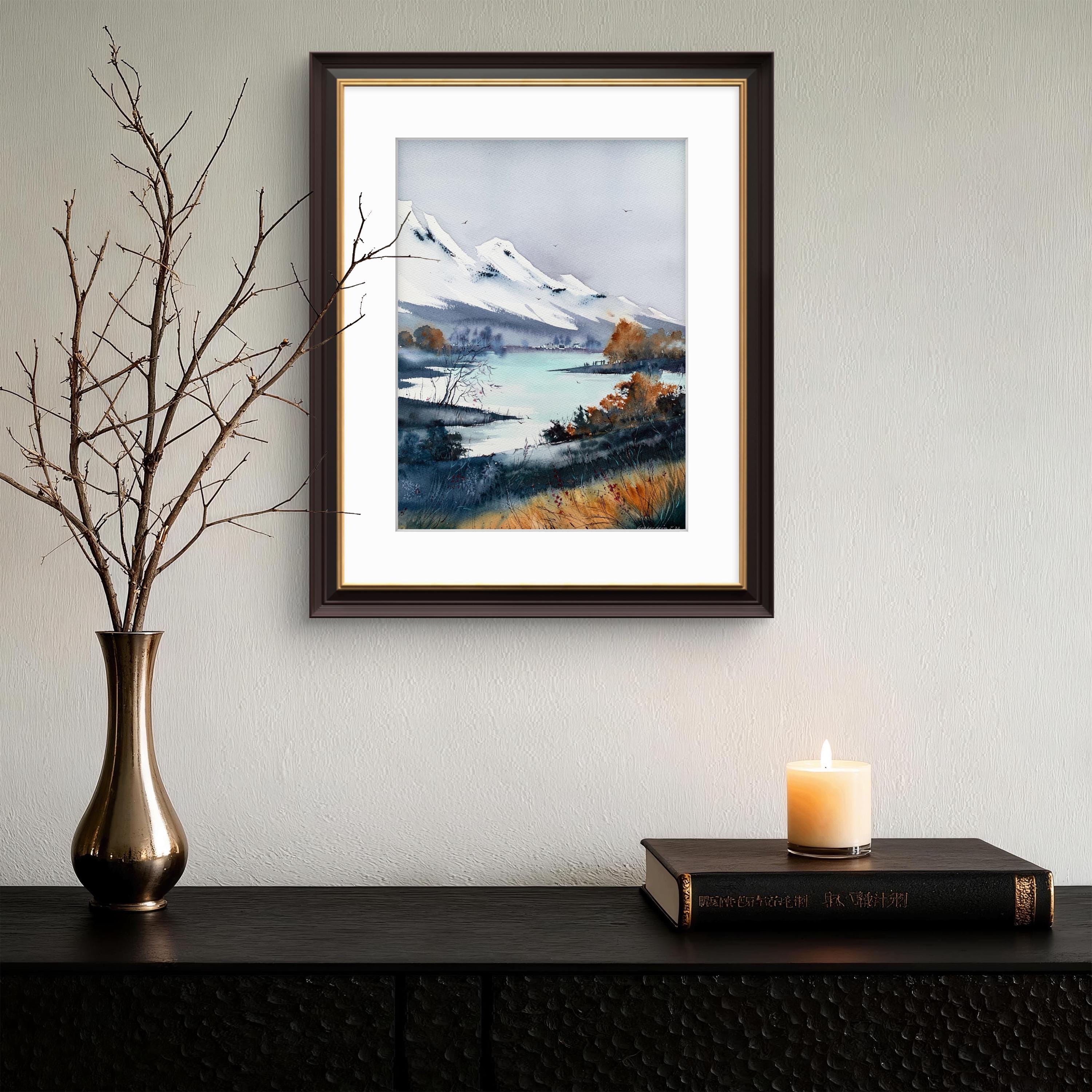 オリジナル水彩画：秋の森の風景、16x12インチの表現主義アート - Etsy