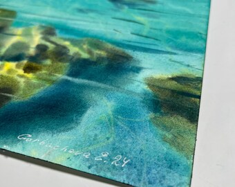 写実的な海景水彩画「海岸にて #4」 - Etsy 日本