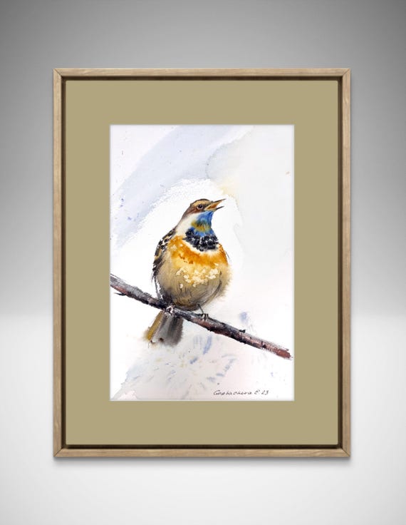オリジナル水彩画の鳥の絵画：気まぐれな保育園の壁アート - Etsy 日本