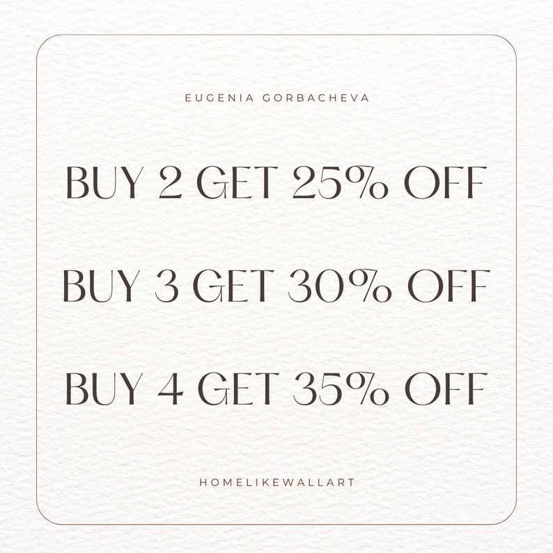 May include: A graphic with the text "BUY 2 GET 25% OFF", "BUY 3 GET 30% OFF", and "BUY 4 GET 35% OFF". The text is in a serif font and is centered on a white background.
