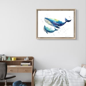 Whale Nursery Wall Art - Framed Ocean Animal Canvas Print For Baby Room Decor, 24x36 Inches - View #6