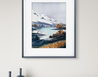 オリジナル水彩画：秋の森の風景、16x12インチの表現主義アート - Etsy