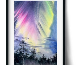 Magical Aurora Borealis Painting - Cozy Winter Decor for Your Space