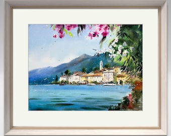 Montenegro Coastal Town Watercolor Painting - Original Artwork