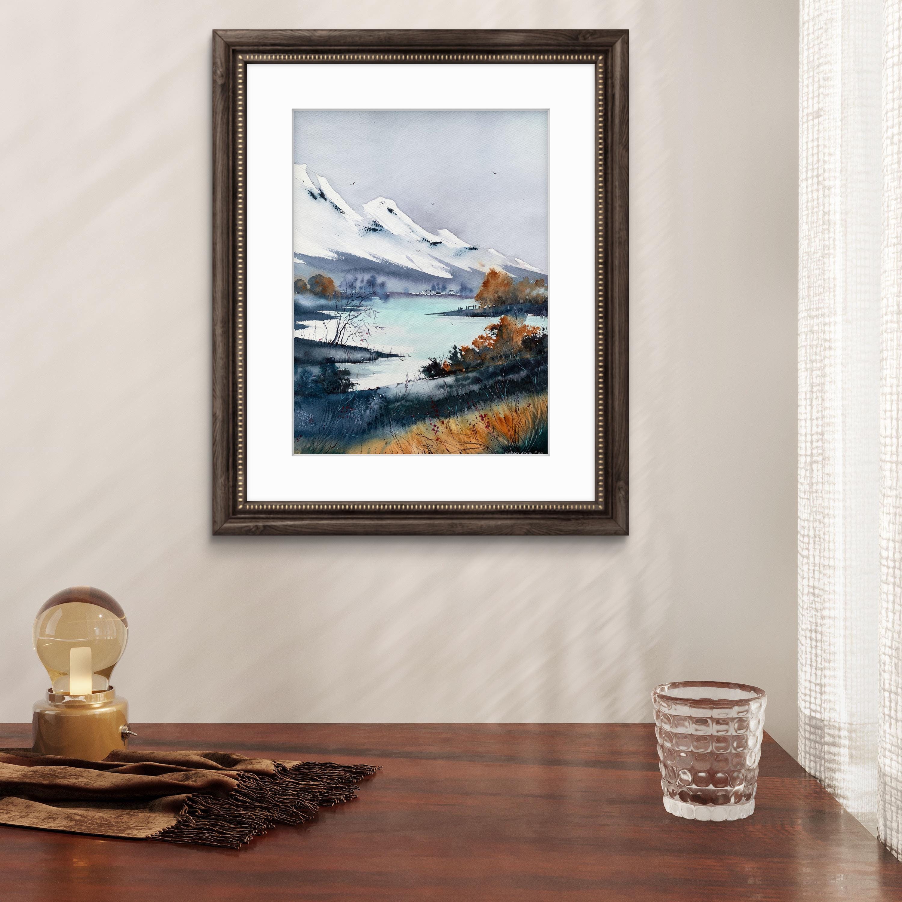 オリジナル水彩画：秋の森の風景、16x12インチの表現主義アート - Etsy
