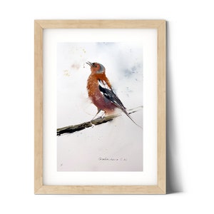 Pintura original de pájaro Jay en acuarela: Arte mural sin marco para habitación infantil