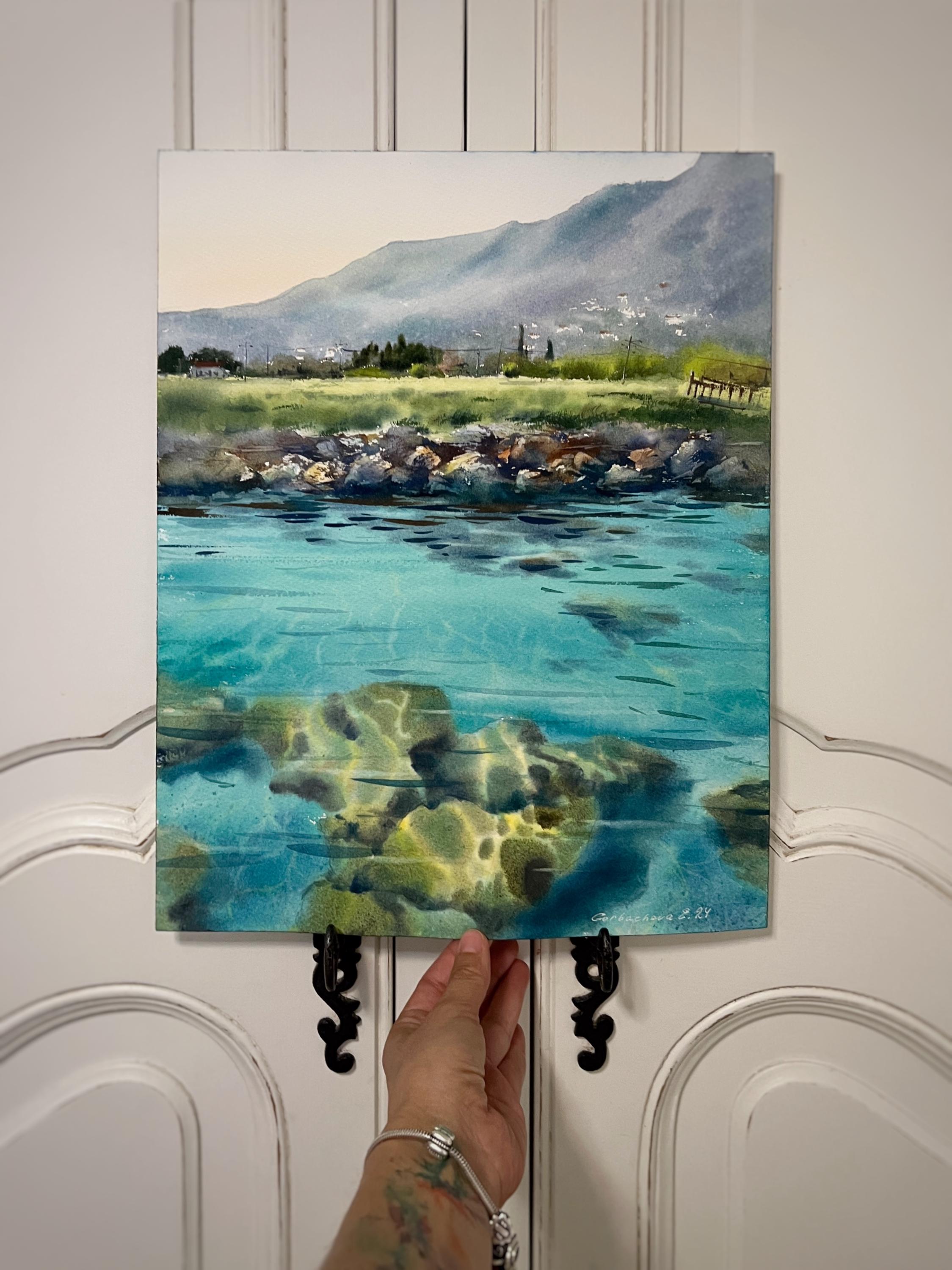 写実的な海景水彩画「海岸にて #4」 - Etsy 日本