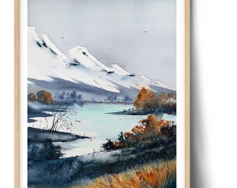 オリジナル水彩画：秋の森の風景、16x12インチの表現主義アート - Etsy