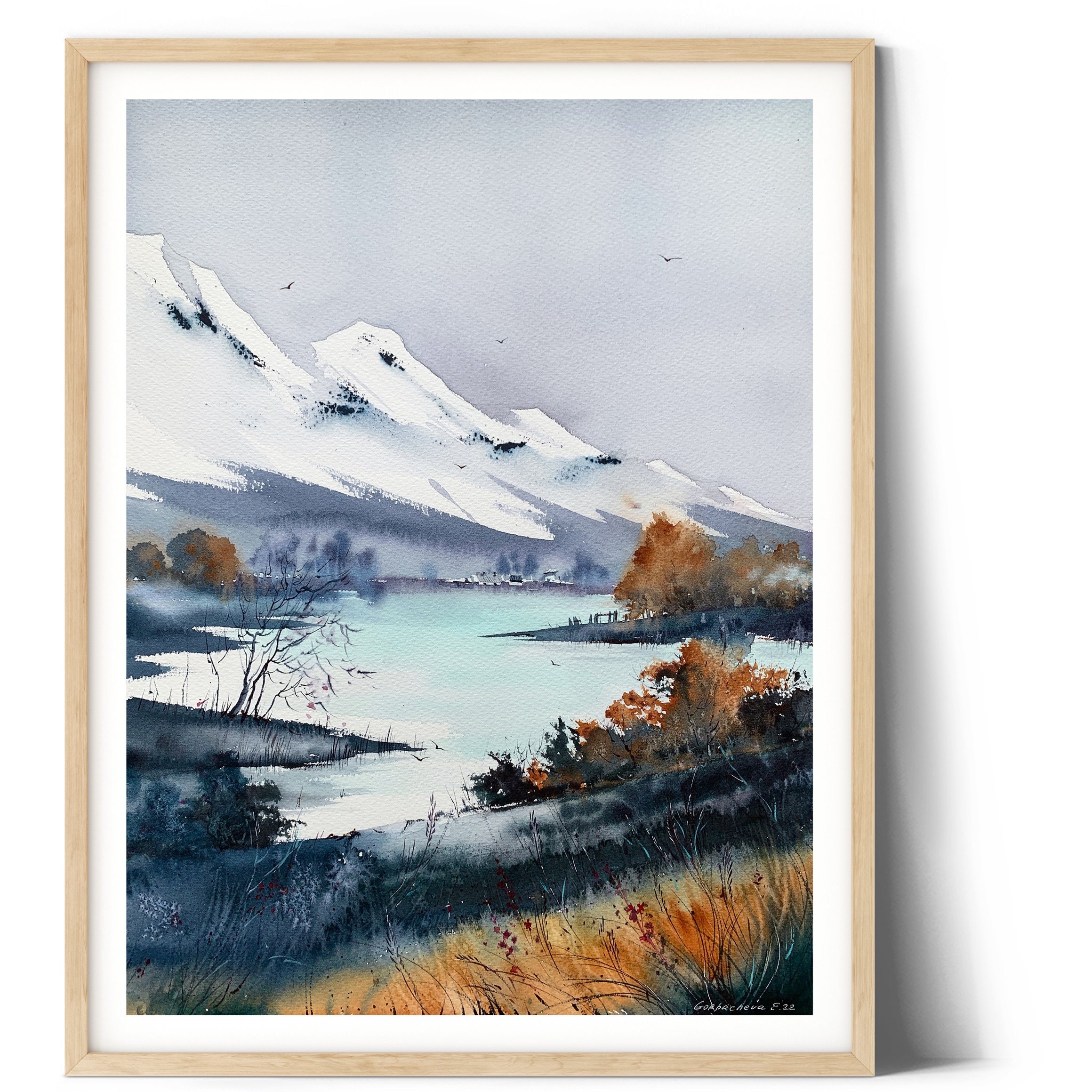 オリジナル水彩画：秋の森の風景、16x12インチの表現主義アート - Etsy