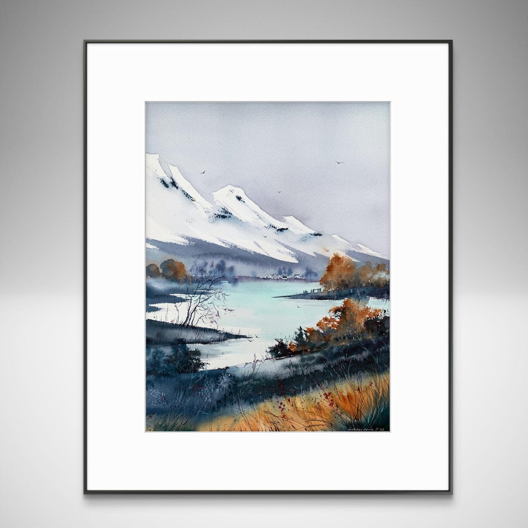 オリジナル水彩画：秋の森の風景、16x12インチの表現主義アート - Etsy