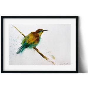Vibrant Yellow Bird Watercolor - Wildlife Art - Original Bird Painting