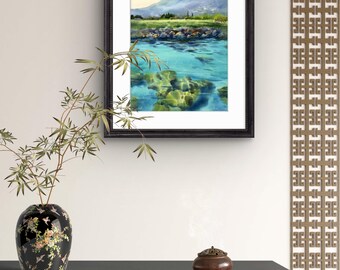 写実的な海景水彩画「海岸にて #4」 - Etsy 日本