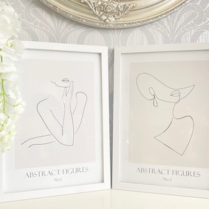 Woman Line Drawing Art Print Set of 2 | Abstract figures | Minimalist One Line Wall Home Decor, Female Print Poster, Modern Body Line Art
