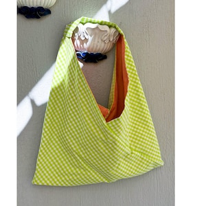 Neon Green Tote Bag - Origami Bag - Shopping Shoulder Bag - Handmade Stylish Bag, Japanese Origami Bag- Oversized Bento Bag -Travel Tote Bag