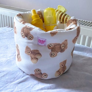 Teddy Bear Makeup Organizer - White Cosmetic Storage Baskets -Bear Pattern Makeup Organizer Set-Personel Care Organizer -Toiletry Organizer-