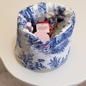 Blue Toile Organizer - Cosmetic Storage Baskets - Makeup Organizer Set - Personel Care Organizer - Charger organizer - Toiletry Organizer