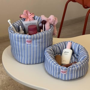Blue Makeup Organizer - Cosmetic Storage Baskets - Makeup Organizer Set - Personel Care Organizer - Charger organizer - Toiletry Organizer