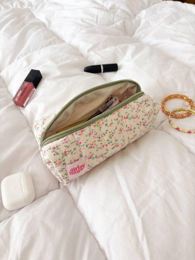 Beige - Handmade Quilted Pencil Pouch 72