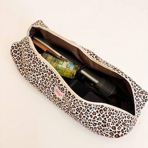 Leopardenhaar Werkzeugtasche - Dyson Airwrap Airstrait Bag - Gesteppte Makeup Reisetasche - Braun Animal Print Haarorganizer - Maschinenwaschbar