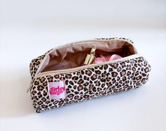 Leopard Pencil Case - Coquette Pencil Case - Small Pencil Case - Brown Pencil Pouch - Black Zipper Pouch - Animal Print School Case