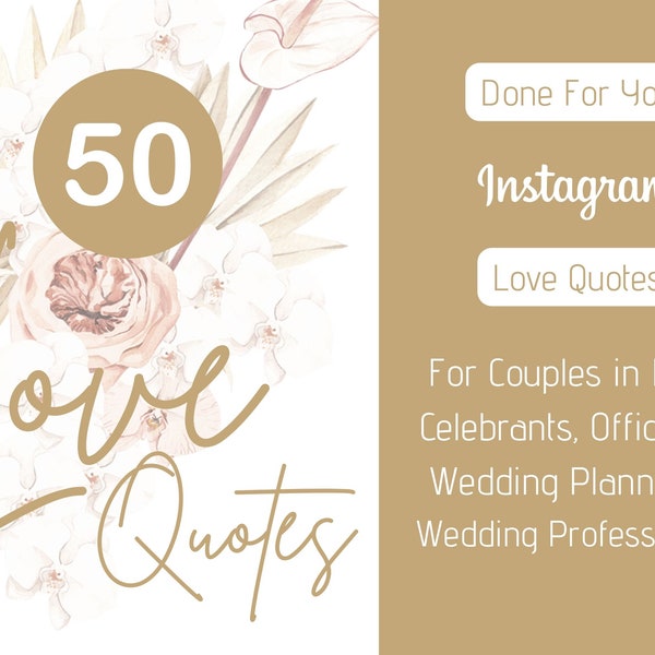 Boho Gold on White 50 Instagram Love Quote Done for You Posts | Wedding Professional