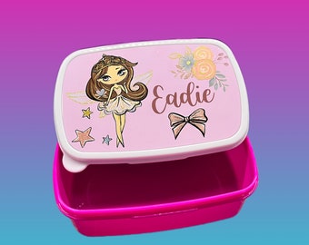 Personalised Girls Lunchbox // personalised snack box, personalised girls lunchbox, personalised fairy lunchbox, lunchbox for school