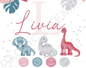 COUPON de tissu dinosaure personnalisable