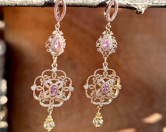 Boucles d’oreilles pendants Boucles d’oreilles ajourées Boucles pendants en zircon Boucles d’oreilles en cristal Cadeaux pour elle