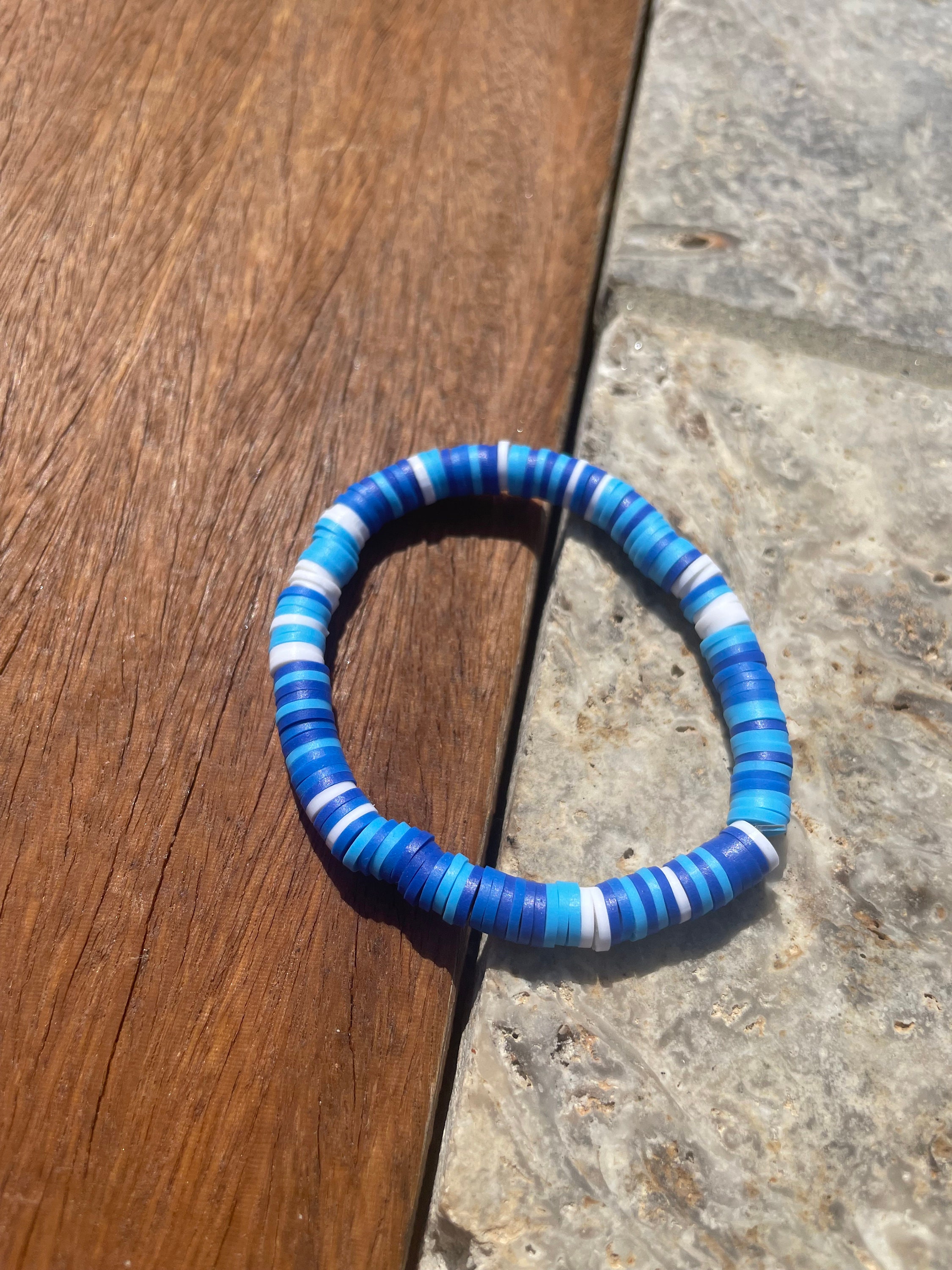 Blue and White Preppy Bead Spinner Bracelet 